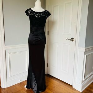 VFSHOW Women’s Black Ruffled Lace Formal Evening Wedding Prom Maxi Dress XS